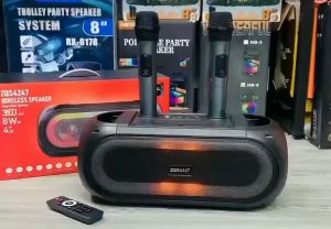 Portable KTV Speaker Wireless Bluetooth 5.0 Karaoke Speakers ZQS4247 (Free 2 Wireless Mic) with RGB LED Light I FM Radio TF-Card USB Drive Aux Line-in