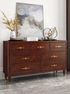 New Chinese Style Small Apartment Solid Wood TV Cabinet Living Room Storage Drawer Cabinet Bedroom Organizer Five Drawer Chest