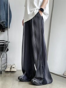 กางเกงวอร์มผ้าไหมน้ำแข็งสำหรับผู้ชาย ทรงหลวม สไตล์ย้อนยุค สตรีทสไตล์ อินเทรนด์ กางเกงขายาวทรงหลวม กระโปรงสั้น ทรงหลวม