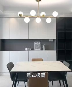 Gold 7 Glass Ball Lampu Hias Gantung Nordic Modern Meja Makan Pendant Panjang 110cm E27 MOOISHC