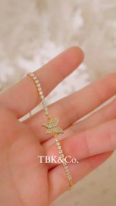 TBK 18K Gold Cubic Zirconia Butterfly Bracelet Anklet Accessories for Women Hypoallergenic 300b