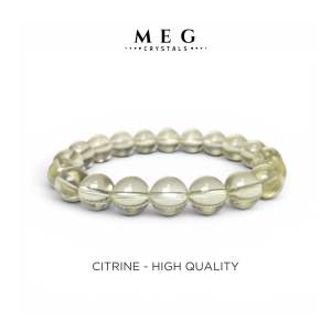 MEG High Quality Citrine Bracelet Natural Healing Crystal Beads 10mm for Men and Women Gift