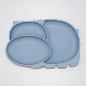 จานอาหารค่ำวัวและวัว จานช่องอาหารเสริมฮิปโปโปเตมัสเด็ก เครื่องใช้บนโต๊ะอาหารเกรดอาหาร จานอาหารค่ำซิลิโคนวัวเด็ก