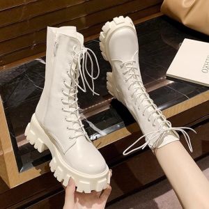 Raise the Bottom British Style Boots Womens Spring and Autumn 2024 New Arrival Shoelace Slim Legs Easiest for Match Short Boots