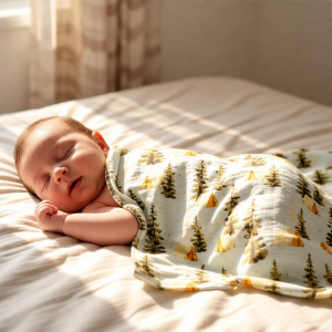 ผ้าขนหนูอาบน้ำผ้าลินินผ้าฝ้ายใบไม้ กางเกงขาสั้นผ้าฝ้ายฤดูร้อนบางสำหรับเด็ก เคลือบไผ่ ผ้าห่มสำหรับอาบน้ำ เสื้อผ้าเด็ก เสื้อผ้าเด็ก