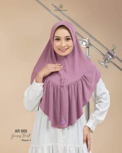 Jilbab hijab kerudung bergo krudung wanita dewasa jersey instan kancing terbaru new terlaris terkini modern kekinian murah viral 2022 Arrafi AR 669 adem mudah di bentuk cantik pet antem bahan stella ori premium cantik bayar di tempat COD gratis ongkir