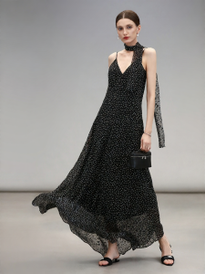 COCOBELLA | Design Scarf Retro Polka Dot Burnout Texture Dress