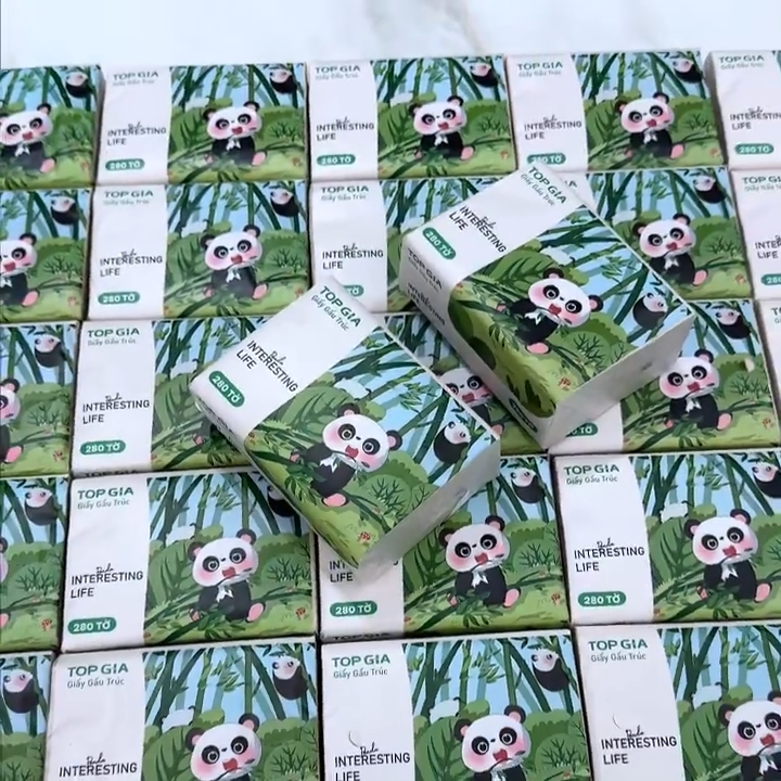 Giấy ăn gấu trúc Top Gia, khăn giấy rút bột tre thùng 46 gói không chất ...