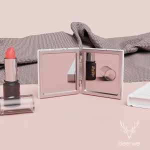 การ์ตูน Yujie กระจกเล็กๆสุนัขพับได้กระจกแต่งหน้าแบบพกพากระจกสองด้าน