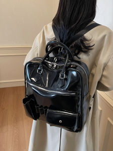 Retro Large Capacity Double Shoulder Backpack College Style Quality Handbag for Commuting Single Shoulder Slant Bag