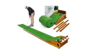 Portable Golf Removable Putting Mat With Ball Return Outdoor Garden Indoor Office Home Professional Aid Golf Practice Training
