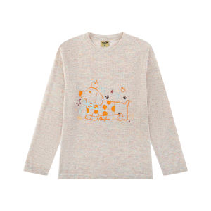 JNXS | Polka Dot Dachshund Print Color Yarn Knit Long Sleeve Loose Top