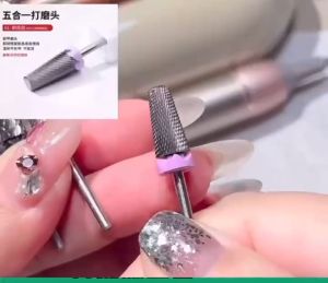 Purple Multi 5 in 1 Tungsten Steel Nail Drill Function Head 五合一中高端美甲钨钢磨头打磨机钻头配件金属磨头卸甲工具