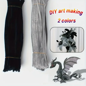 199pcs set of pipe cleaner black and grey mixing DIY pipe cleaner suitable for art and handicraft gift making