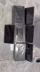 Switch Outlet Wide Black Series Universal Socket 10A Home Light Switch Wall 1 2 3 GANG DUPLEX OUTLET