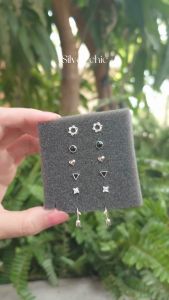 Bông tai bạc Black Triangle SILVER CHIC BT07