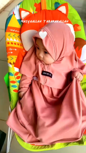 Gamis Bayi Perempuan Kalissa 0 18 Bulan Polos Set Hijab Jersey Premium