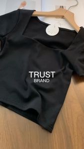 ครอปคอเหลี่ยม 💕 โทนสีพื้น ผ้าสปันเน็ต เนื้อคอตตอนแท้ นุ่ม ยืด ใส่สบาย 🎊