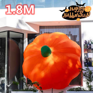 1.8M Wide Halloween Inflatable Big Pumpkin Courtyard Prop Built-in LED Lights Inflatable Model Outdoor Ornament Party Garden