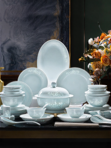 JINGDITAOCI | Bộ Dụng Cụ Ăn Bữa Bằng Sứ Màu Glaze