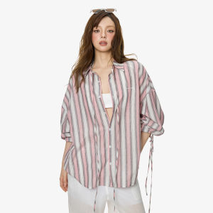 Turn Signal | Fashionable Stripe UV-Protection Long-sleeve Loose-fit Shirt for Women