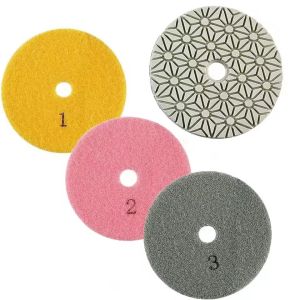 3pcs 4 Inch 100mm Dry/Wet Diamond 3 Step Polishing Pad Abrasive Grinding Pad For Granite Concrete Marble Stone Polishing Tool