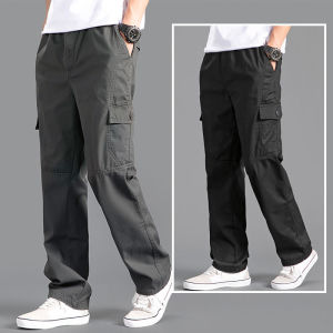 New Cargo Pants Mens Loose Straight Oversize Clothing Solid Grey Versatile Work Wear Black Joggers Cotton Casual Male Trousers