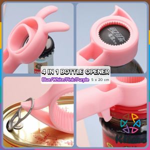 KLIMO Creative Multifunction 4 in 1 Bottle Opener Can Opener household Beer Beverage Juice Cap Opener Cute Rabbit Ears
