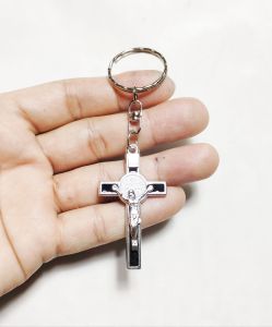Exorcism Black Crucifix Divine Mercy Miraculous Medals in One Key Holder for all Seasons Gift