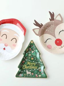 Mori Style Ins Christmas Disposable Service Plate Barbecue Fruit Snack Plate Birthday Cake Plate Tableware Party Arrangement