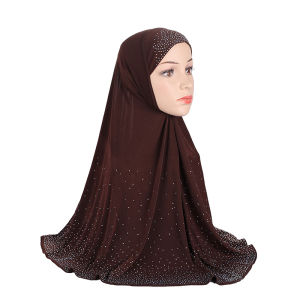 H112 Adults big size muslim hijab scarf with rhinestones islamic headscarf hats armia pull on headwrap ramadan gift