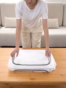 110L ความจุขนาดใหญ่ กล่องเก็บของ กล่องเก็บของใส กล่องเก็บของพับได้ สำหรับเสื้อผ้า PVC Nylon กล่องใส่ของกระจุกกระจิกกันน้ำและกันความชื้น