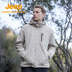 Jeep | Jeep Three-in-One Mens Outdoor Travel Clothing Warmth Removable Waterproof Windproof Jacket Fleece Lining Breathable Fabric