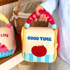 Cute Color Blocking Hand-Held Makeup Bag Large Capacity Classified Storage Bag Versatile Travel Toiletry Bag