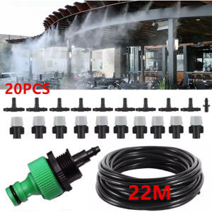 ชุดพ่นหมอก 20 ชุดหัวพ่นหมอก 22 เมตร พ่นละอองน้ำ พร้อมข้อต่อก๊อกน้ำและตัวกรองพร้อมต่อใช้งาน
