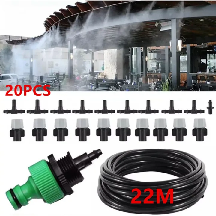 ชุดพ่นหมอก DIY 20 เมตร พร้อมหัวพ่นปรับละอองน้ำได้ สำหรับรดน้ำต้นไม้อัตโนมัติ