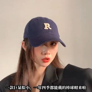 Topi Wanita Impor Korea Topi Baseball UkuranBesar Topi Peaked Huruf Bordir Topi Olahraga LuarRuangan