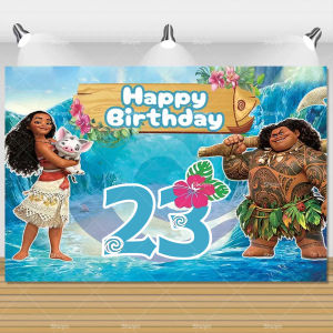 Moana Theme Backdrop Kids Happy Birthday Decorations Party Supplies Baby Shower Custom Age Banner Photography Background Gifts