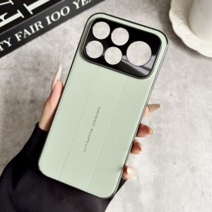Case For POCO F9 Ultra F8 Pro Plating Frame Matte Diagonal Stripe Faux Leather F7 Shell Camera Lens Shockproof Hard Cover Fundas