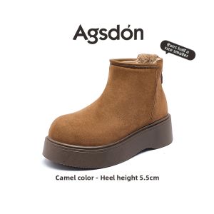 Agsdon | Thick-soled Snow Boots For Women Short Ankle Boot Enhanced Insulation With Warm Filling