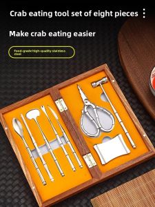 MONLEYTA | Stainless Steel Crab Eating Tools Set Of Eight Home Use Crab Cracking Tools Three Piece Crab Cutter Crabbing Equipment