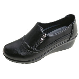 Soft Bottom mid Heel Slope Heel Work Shoes for Women Anti Slip Comfortable Casual Fashion Single Shoes Black Spring Autumn