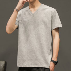 Mens Cotton Trendy Summer V-Neck Short Sleeve T-shirt