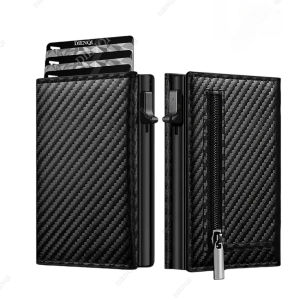 Rfid Credit Card Holder Money Bag Luxury Carbon Fiber Id Bank Cardholder Coin Purse Minimalist Wallet for Men Carteira Masculina