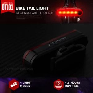 Superfire BTL01 Bike Tail light 4 Light Modes Rechargeable Battery Micro USB port IP44 Waterproof Multifunctional bike LED light