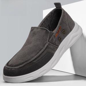 Mens Casual Shoes Work Breathable Anti-Odor Soft Bottom Canvas Shoes Comfortable round Toe Low Heel All Season Wear