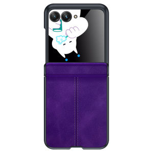 for Motorola Razr 70 2026/60 2025/Razr 50 2024 Phone Casewith Screen ProtectorThin PU Leather Matte PC Shockproof Case-Gray