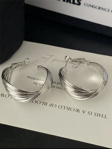 925 Silver Needle Twisted Earrings Korean Style Metal Texture Irregular Texture Geometric Pattern Womens Fashion Jewelry