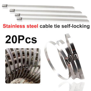 【Snuggery】20pcs Stainless Steel Cable Ties Length 150/200/300mm Exhaust Wrap Self-Locking Cable Zip Tie Multi-Purpose Metal Locking Ties