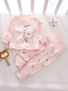 Newborn Baby Long Johns Top & Bottom Suit High Waist Belly Protection Pure Cotton Class A Boneless Thin Separates Spring & Fall Can Be Worn outside